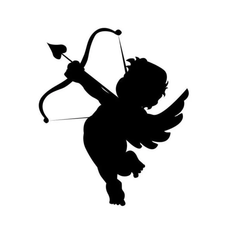 

9.1*10.7CM Cupid Love Arrow Bow Cartoon Angel Car Stickers Stylish Motorcycle Vinyl Window Decals Black/Silver C7-1344