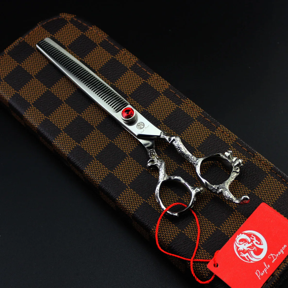 

7 inch Red Stone Purple Dragon JP440C Dog Grooming Scissors /Shear with bag