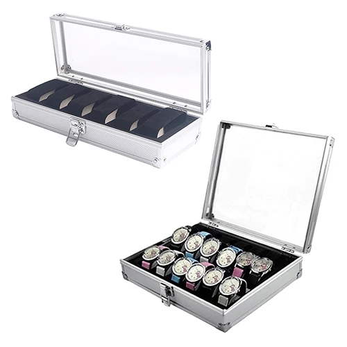 High Quality  6/12 Grid Slots Wrist Watch Box Metal Case Display Storage Holder Organizer Watch Case Jewelry Dispay Watch Box