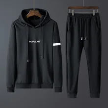 Rlyaeiz высокое качественный спортивный костюм Для мужчин спортивные костюмы в Корейском стиле Демисезонный Спортивная Толстовки с капюшоном+ брюки для девочек комплект из двух предметов 4XL