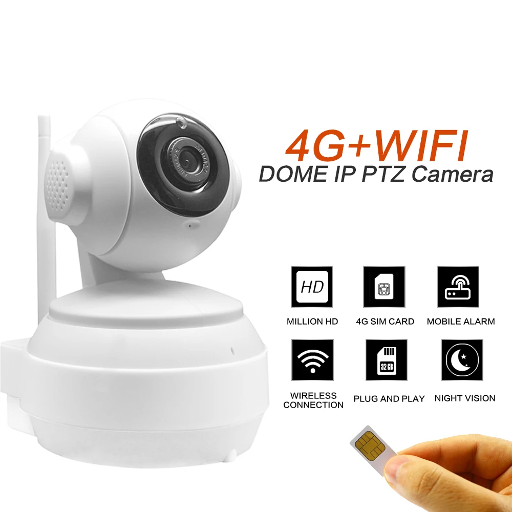 Беспроводная камера видеонаблюдения 3G 4G GSM SIM карта PTZ 1080P Wi Fi P2P ИК детектор