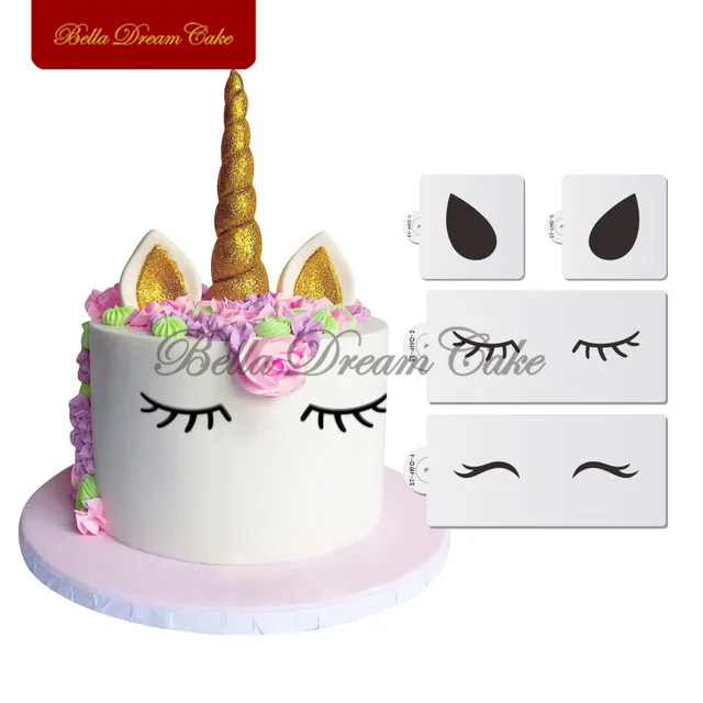 Egyszarvú Szemek És Fülek Torta Oldalsó Sablon Állatok Sablonok Party Esküvői Dekoráció Díszítő Kellékek