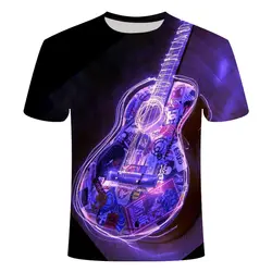 2019 новая футболка с пламенем Мужская футболка с музыкальной тематикой 3d футболки с гитарами Повседневная металлическая рубашка с принтом