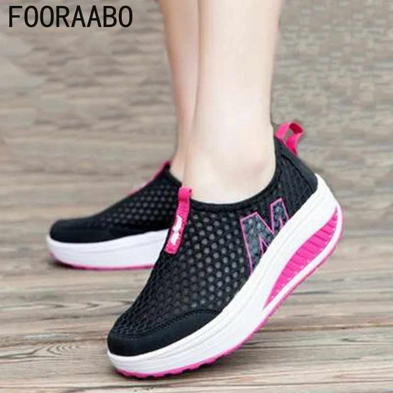 

Women platform shoes Walking Shoes Casual Sport Fashion Height Increasing Woman 2019 Breathable Air Mesh Swing Wedges Sneakers