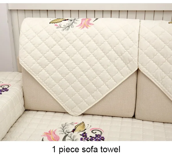 Пасторальный Стиль Чехлы для диванов Роскошные бабочки вышивка хлопок устойчивый чехол сиденья диване чехол для гостиной домашний декор - Цвет: 03 sofa towel 1PCS