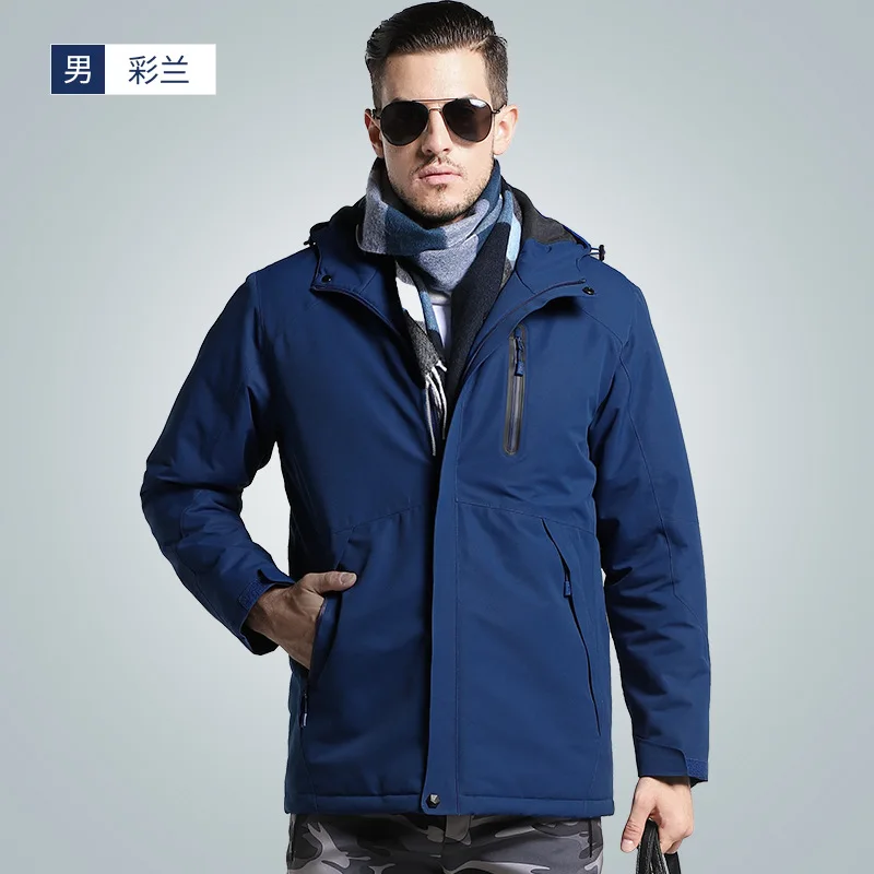 Зимняя куртка из хлопка с инфракрасным подогревом USB для мужчин и женщин, ветрозащитная Водонепроницаемая ветровка для походов и альпинизма, флисовое пальто - Цвет: Men color2