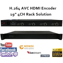 1U H.264 4CH HDMI suporte RTMP Codificador De Vídeo para Transmissão ao vivo para Wowza, RED5, FMS, Youtube, Facebook, Twitch