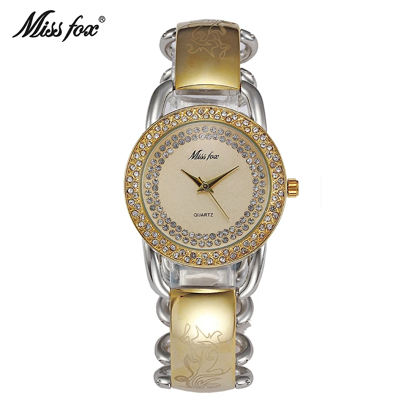 MISSFOX женские часы японские кварцевые часы с заводом от движения золотые модные брендовые металлические часы с браслетом цепи фантастические женские бу Relogio Feminino