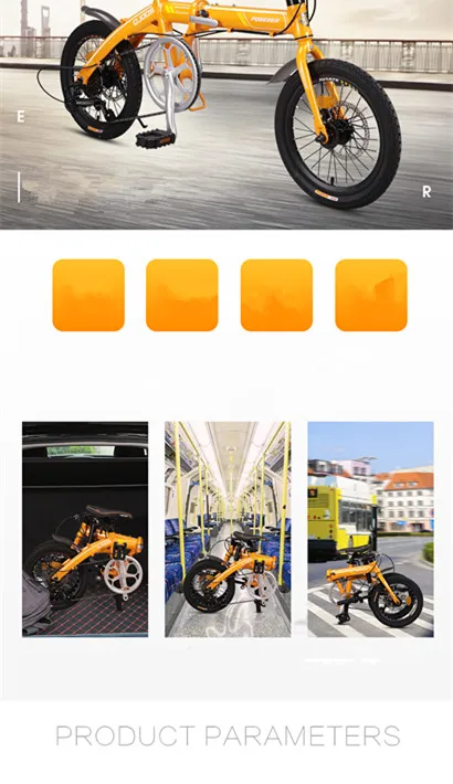 Best Man and Woman Bilateral Folding Pedals Front and Rear Mechanical Disc Brake Ultra-light Portable Small Aluminum Alloy Bike 2