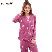 Fdfklak Высококачественная Хлопковая пижама с принтом женский Пижамный костюм с длинными рукавами весна осень плюс размер Женское ночное белье пижамный комплект 3XL
