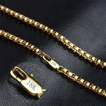 

Gold chain necklace hot necklace fashion jewelry 18 K 4MM 50 cm 20 inch men's chain square box necklace