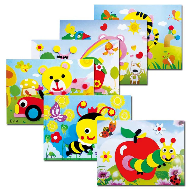 20 комплектов мини развивающие дошкольные DIY 3D EVA Foam Art Craft Painting Sticker Puzzle Kit для