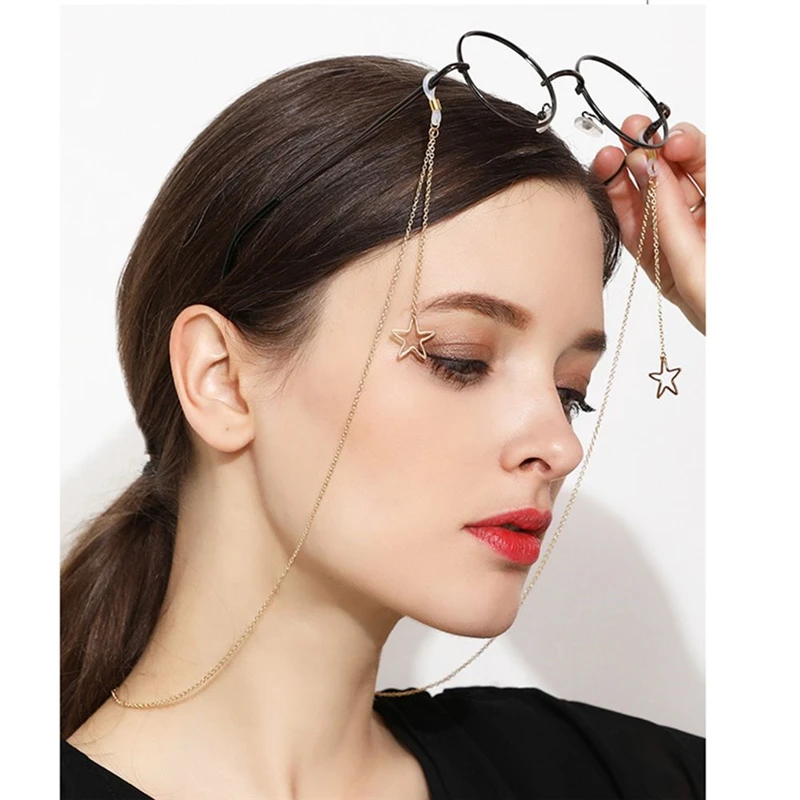 

Fashion Chic Womens Eyeglass Hollow Star Chains Sunglasses Reading Beaded Glasses Chain Eyewears Cord Holder Neck Strap Rope
