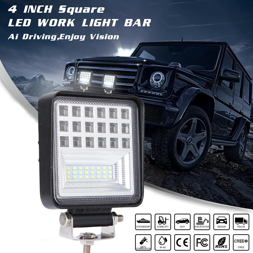 

LED Work Light Bar 126W 6000K Flood Spot Beam Offroad 4WD SUV Driving Fog Lamp IP68 For ATV UTV SUV Truck Trailer Forklift
