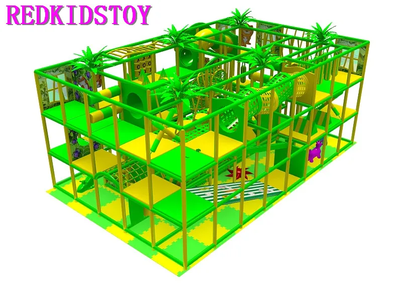 Премиум качество разработано для клиента из Чили джунгли тематические три пола крытая игровая площадка со спиральной трубчатой горкой