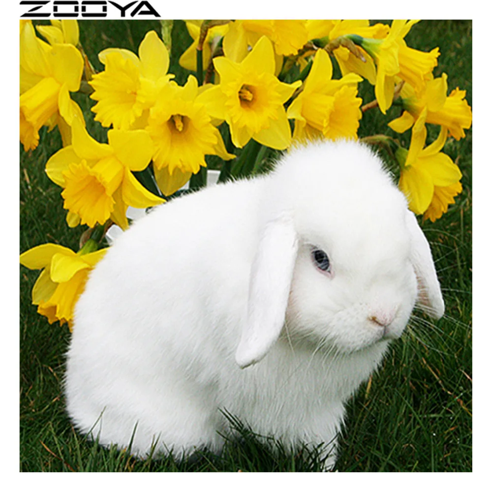 

ZOOYA Diamond Embroidery 3d DIY Diamonds Painting Mosaic Picture Rhinestones Embroidery Diamond Cross Stitch White Rabbit RF1127