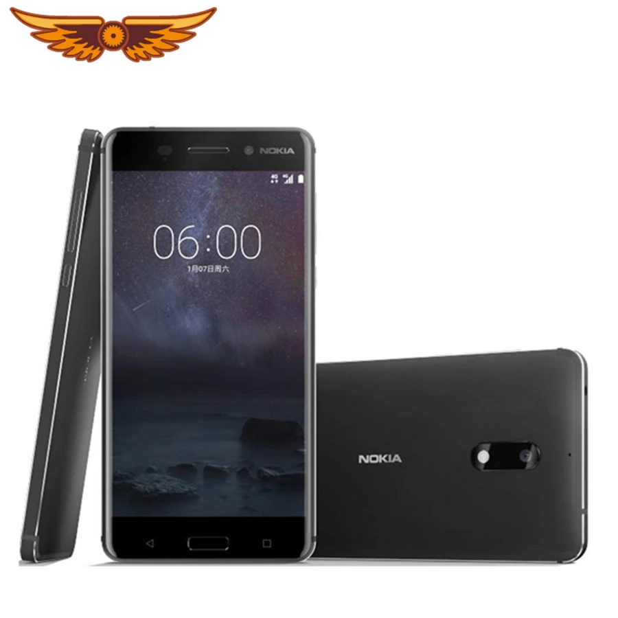 Разблокированный Nokia 6(), четыре ядра, 5,5 дюймов, 4 Гб ОЗУ, 32 Гб ПЗУ, 16,0 Мп+ 8 Мп камера LTE, 4G, две sim-карты, отремонтированный мобильный телефон