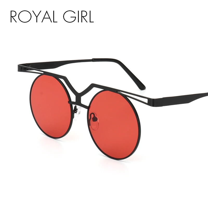 Королевская девушка модные очки с плоским верхом женские классические брендовые дизайнерские Круглые Солнцезащитные очки с двойным носом металлическая оправа очки SS524