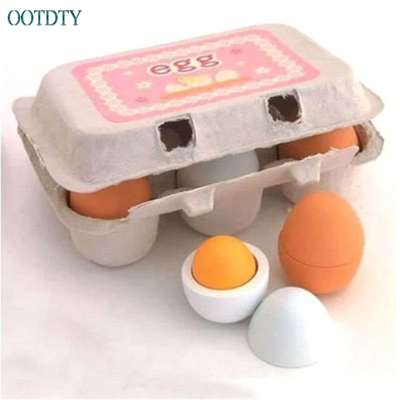 

New 6pcs Wooden Eggs Yolk Educational Interesting Children Kids Toy #330