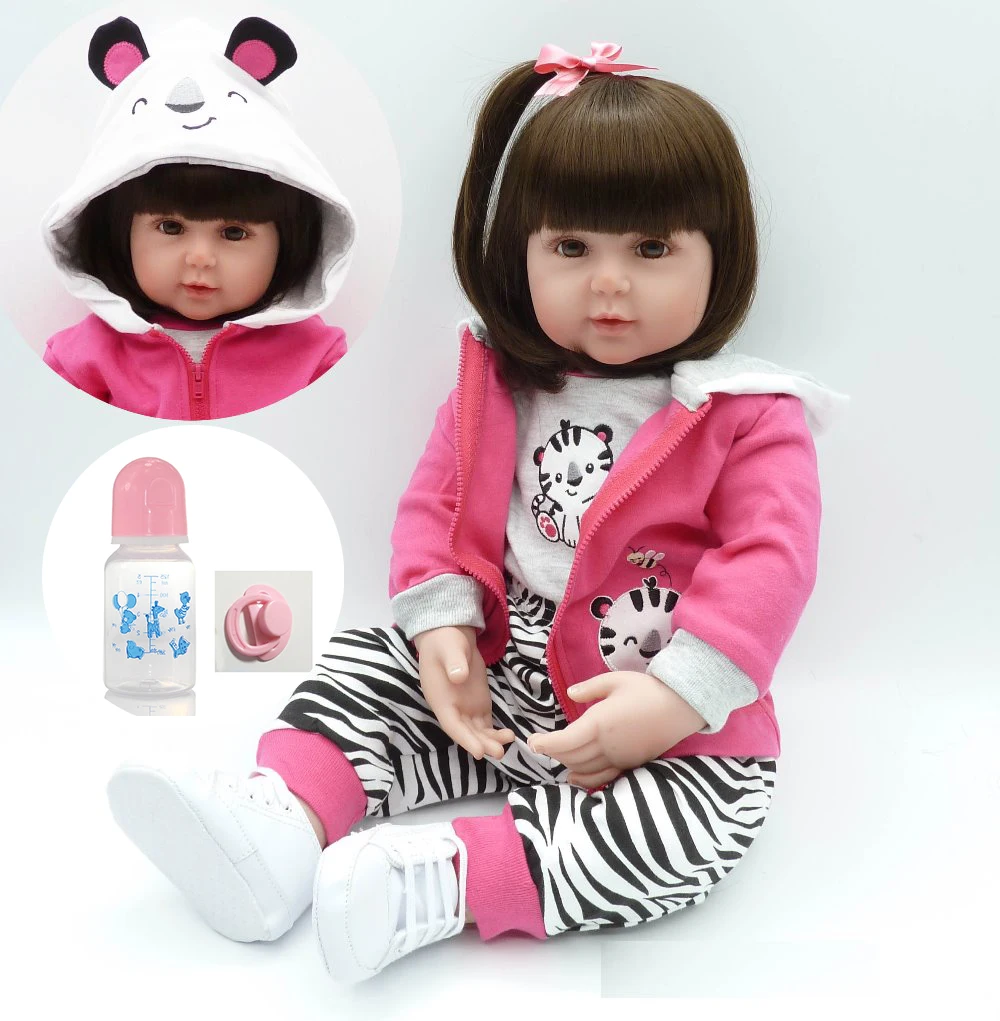

22inch Silicone reborn babies dolls bebe alive cloth body collectible pink princess suit toy bonecas brinquedos baby alive