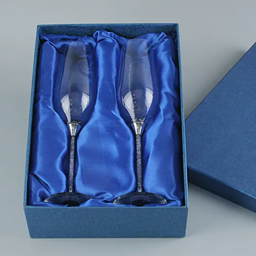 270 мл емкость бокалы для шампанского хрустальные свадебные бокалы набор с бутылкой шампанского Рождественский стол Кубок для шампанского Бытовая Посуда для вина - Цвет: 2pcs With Gift Box