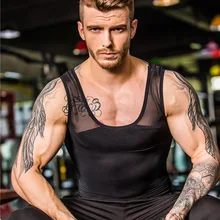 Тренировка для тела Топы для мужчин для похудения грудь рубашка контроль талии формирователь жилет дышащая сетка Формирователи тела компрессионный корсет