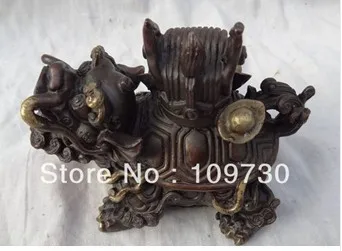 

bir 00514 Luck China Pure Bronze YuanBao Wealth Myth Money Dragon Turtle Statue