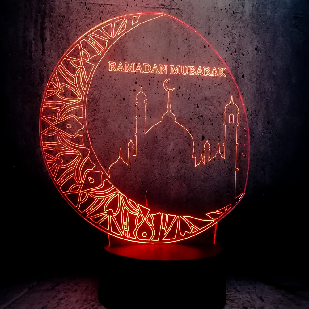 

Ramadan Mubarak Lighting Moon city 3D LED Lamp bedroom sleep desk lighting decor Night Light USB bulb exhibition lava display