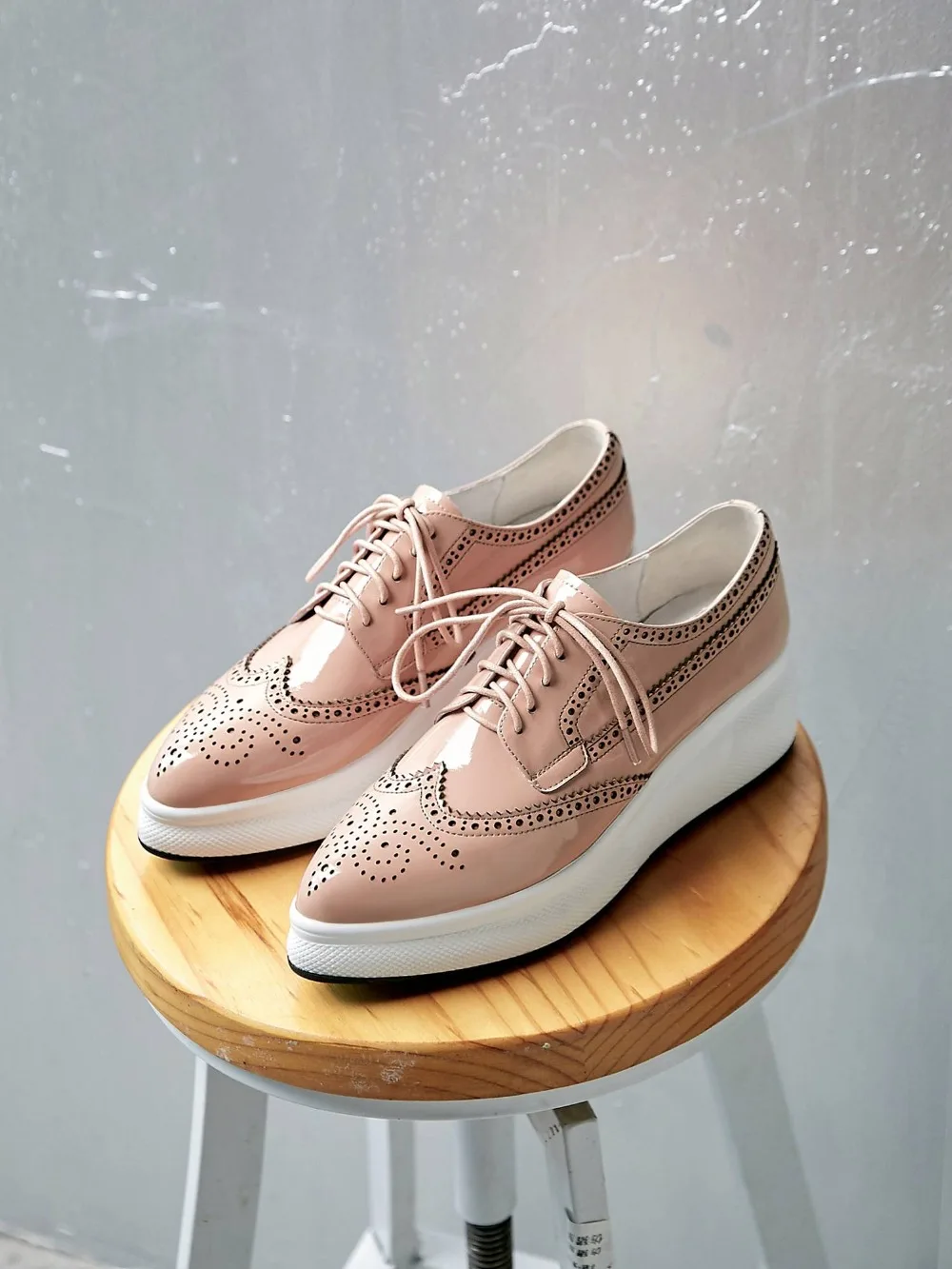 rose Femme Vulcaniser À Semelles Femmes Homme Vache Coins De Sneakers En Chaussures Cuir Fond Style Chaussure Britannique Haute light Noir Gray Compensées 4A35jRL