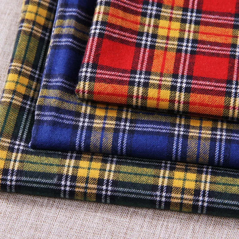 Cotton Shirt fabric yarn dye check brushed soft plaid Blouse man shirt fabric Telas Tissue