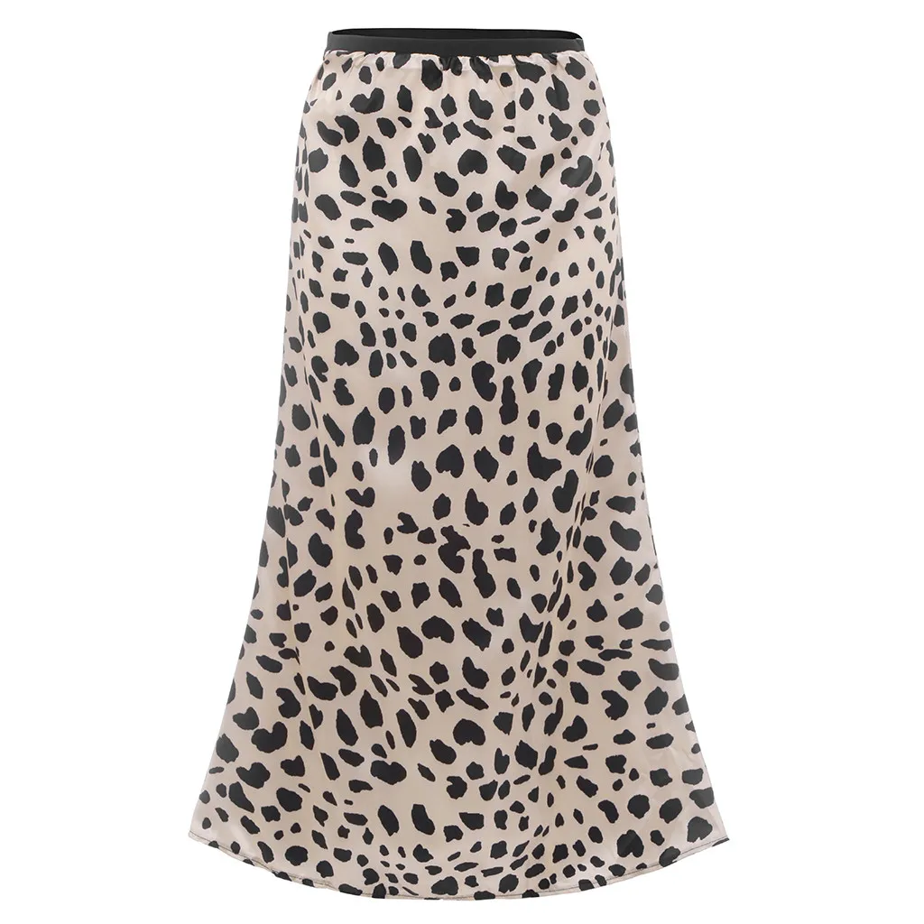 Леопардовая юбка с принтом женская мода Высокая талия тонкий А-силуэт средней длины юбки летние юбки женские s - Цвет: Коричневый