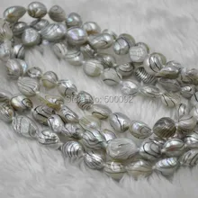 120 см 9-10 мм свежая вода барокко серое жемчужное ожерелье