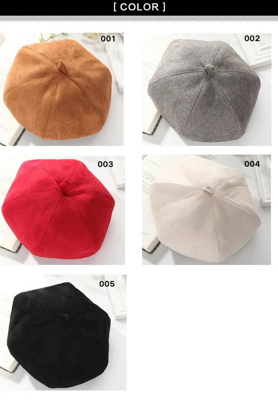 Ladybro, новинка, Осень-зима, Британская мода, женская замшевая шапка, берет, тыква, восьмиугольная шапка, милая шапка для художника, Boinas Mujer, шапочка