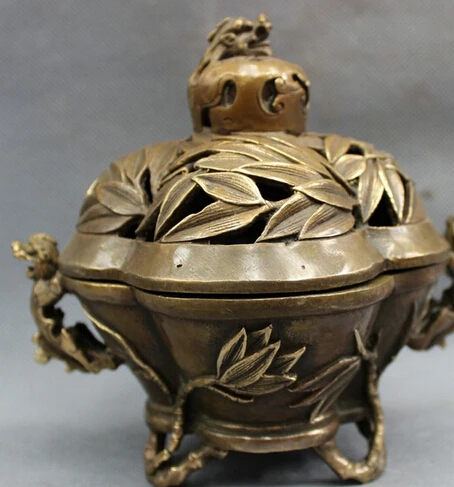 

0 Chinese Bronze Copper Buddhism Dragon Beast Statue Bamboo Incense Burner Censer