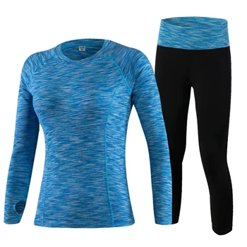 

YD Hot 2Pcs Yoga Set Long Sleeve Leopard Women Sport Running Set Quick Dry Comperession Yoga Shirt And Slim Leggings