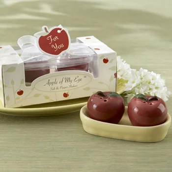 

Ceramic Two Apples in a Pod Salt and Pepper Shakers Wedding Favors Creative Wedding Gifts W8207