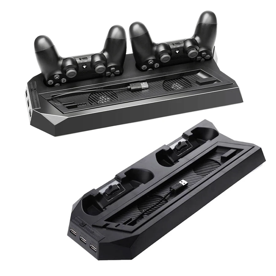  PS4 2 In 1 Vertical Stand with Dual Controller Charging Station Dock 3 HUB Port Cooling fan for Son