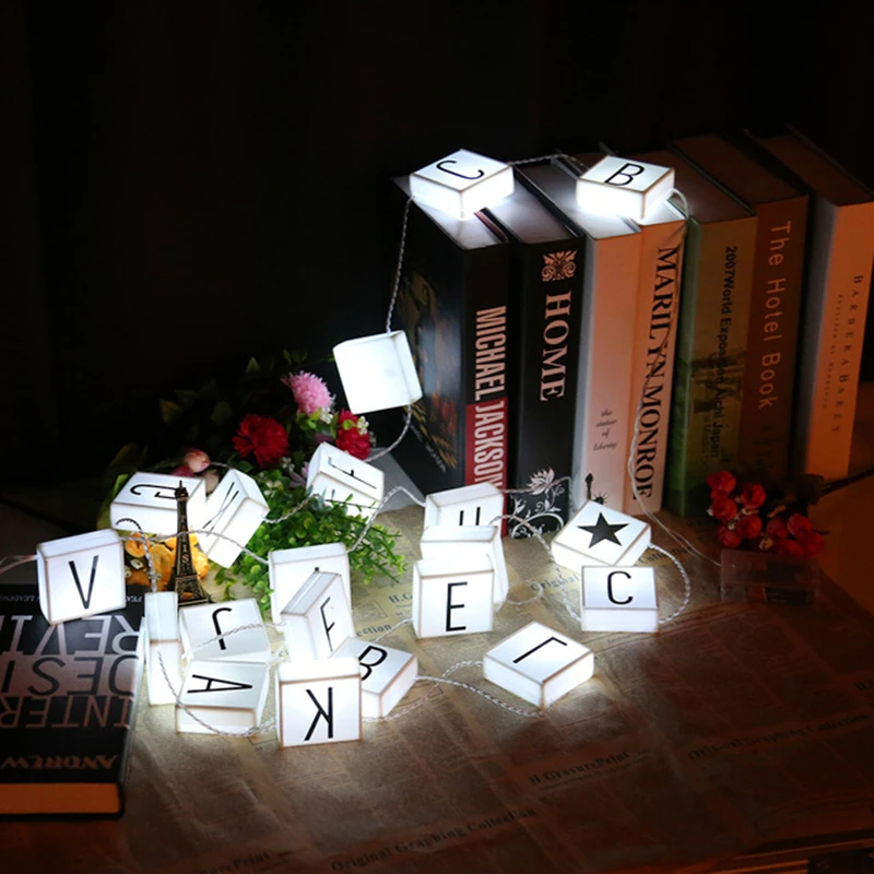 

2m LED Light Box Letters String Light DIY Lightbox Christmas Decoration Black Letters Cards Night Light Cinema Lampada Led
