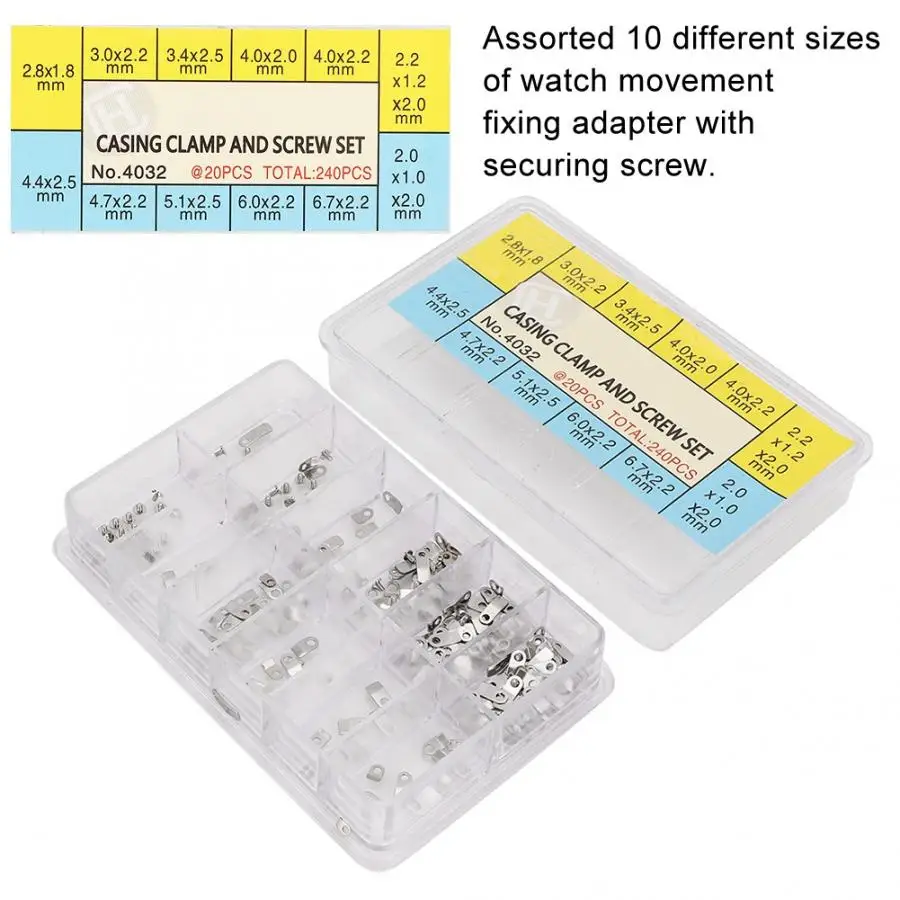 Ассорти 10 размеров, запчасти для часов, стальные крепления для часовых движений, крепежные винты, высококачественные инструменты для часов, Часовщик