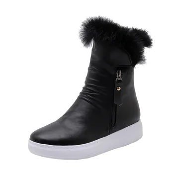 

platform snow ankle boots for women casual winter warm boots wedge heel faux fur shoes waterproof snow boots female plush shoes