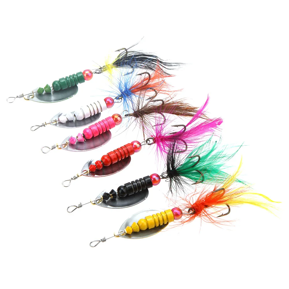 4/6 Pcs Fly Fishing Lures Set Spoon Sequin Lures Paillette Bait with