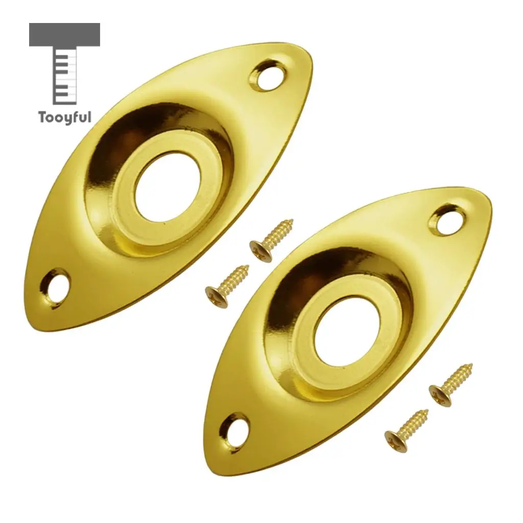 Tooyful 2pc Electric Bass Guitar Jack Output Input Socket Cover Plate with 2 Mounting Screws for Oval Style
