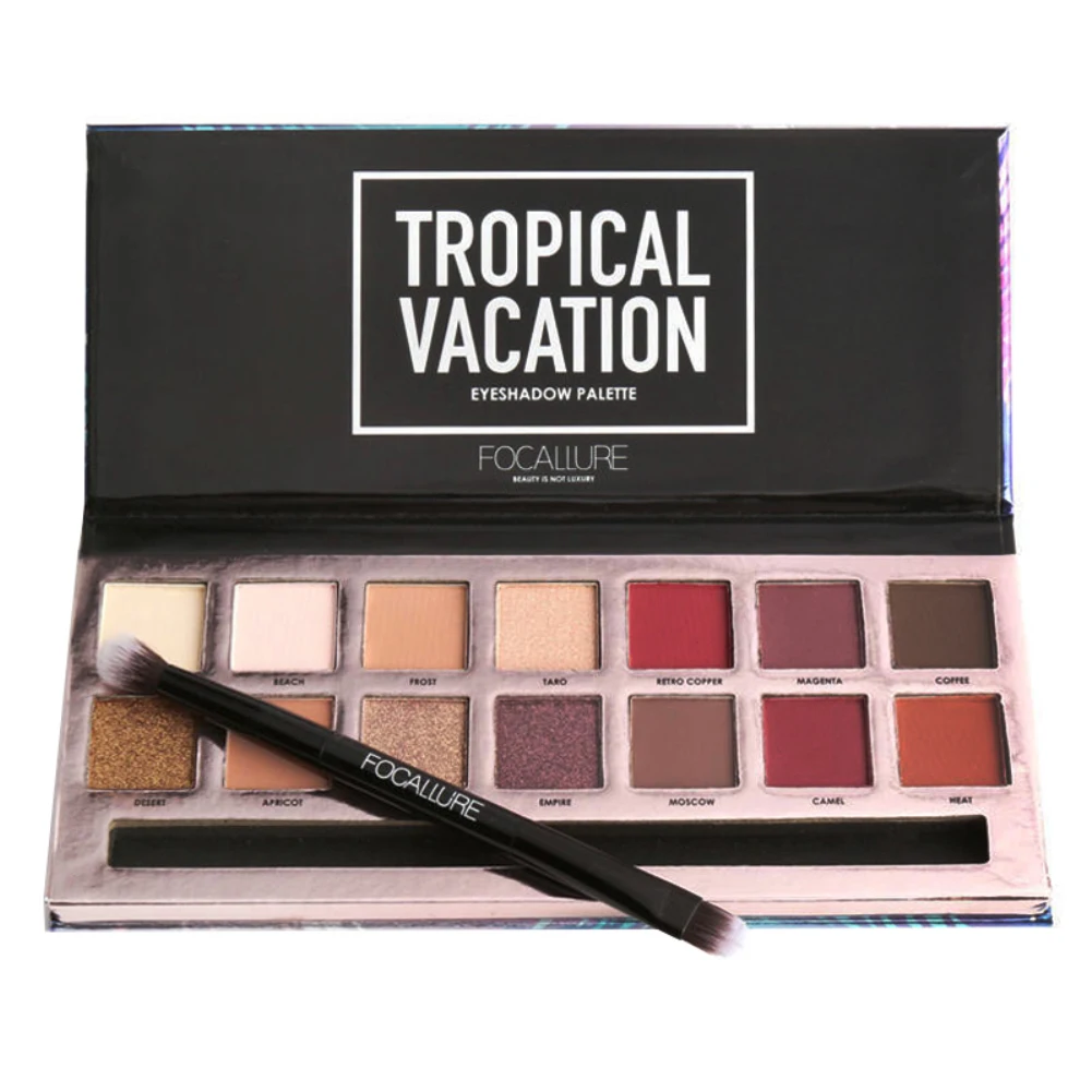 

FOCALLURE 14 Colors Eye Shadow Palette Matte Glitter Palette Eyeshadow Maquiagem Profissional Completa with Brush