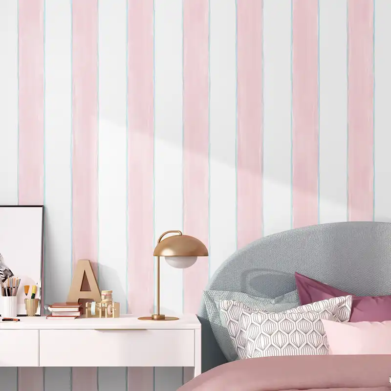 Blue Pink White Striped Wallpaper For Kids Room Modern Children Blue Pink White Striped Wallpaper For