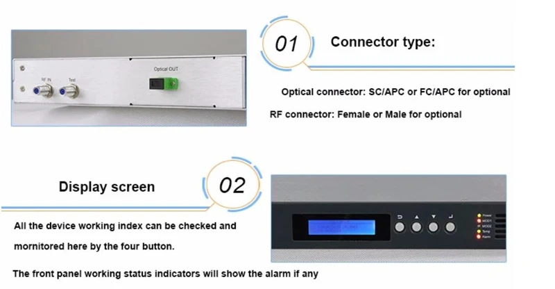 CATV 1550nm оптический передатчик, 2 мВт до 10 мВт для опции, прямой светильник модуляции интенсивности, Двойной источник питания