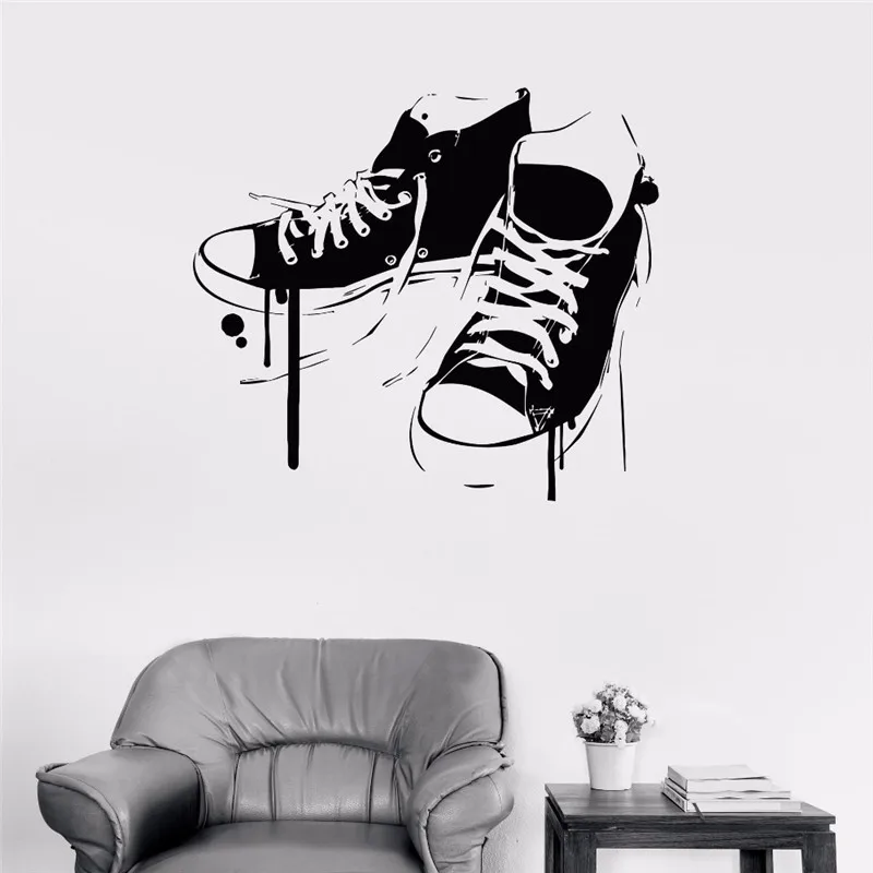 art canvas shoes vinyl wall decal home decor living room bedroom diy