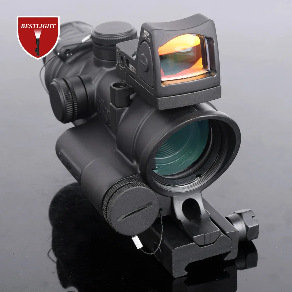 

Tactical ACOG 4x32 LED Scope HD Sight Scope Illuminated RifleScope With Reflex Adjustable Min Red Dot Sight