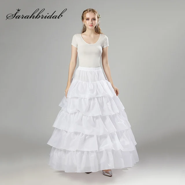 Cheap 5 layer 4 Hoop Ruffle Ball Gown Wedding Dress Petticoat Satin