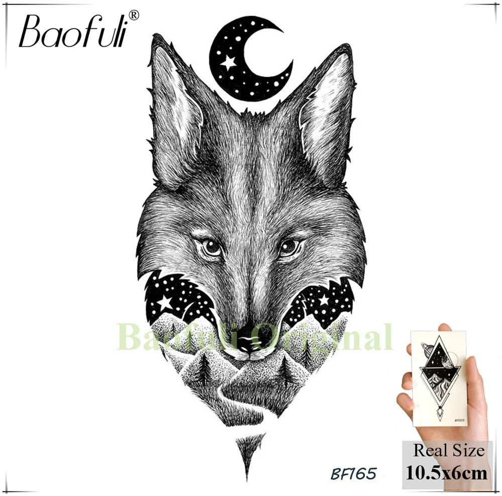 BAOFULI лося оленьи рога лес временная татуировка наклейка боди-арт рука поддельные татуировки черный зимний женский мужской водонепроницаемый тату - Цвет: BBF165