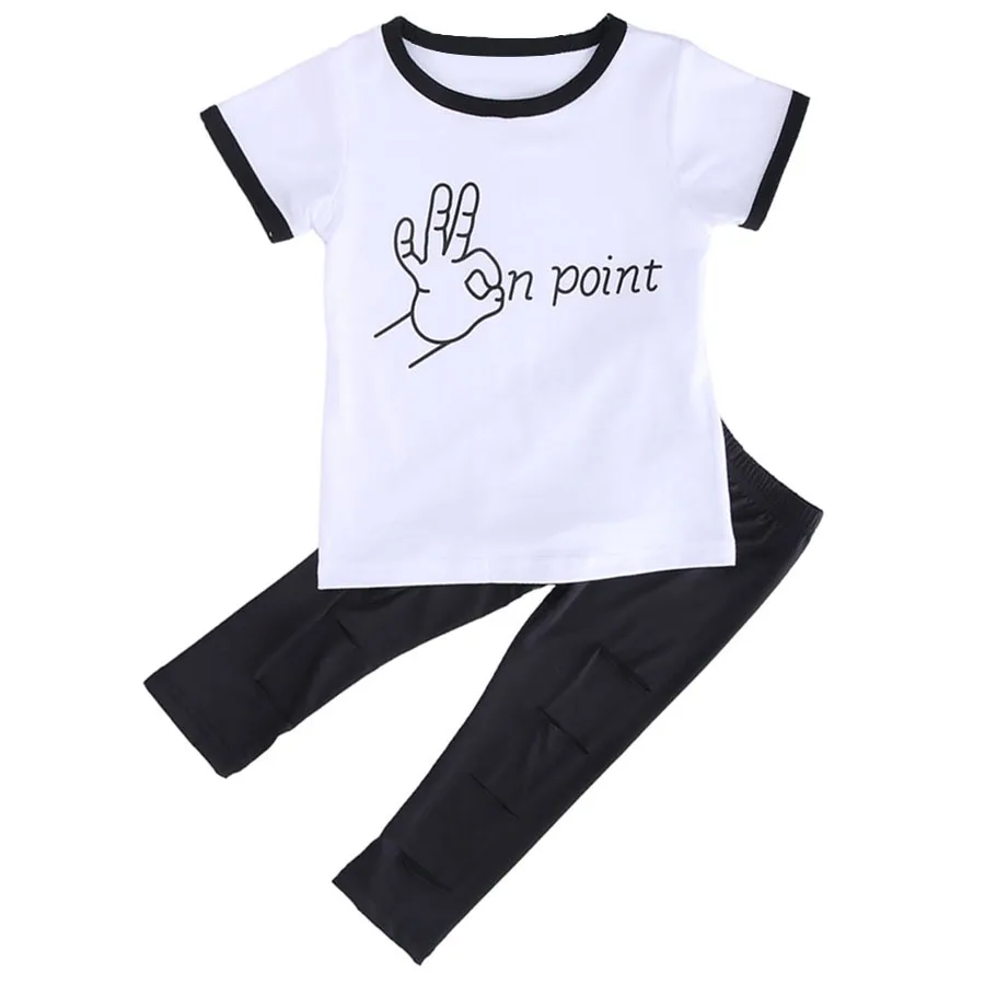 Dream Vine Summer Girls Clothing Sets Baby Kids Clothes Suit Children Short Sleeve Letter T-Shirt +Pants Roupas Infantil Meninas (1)